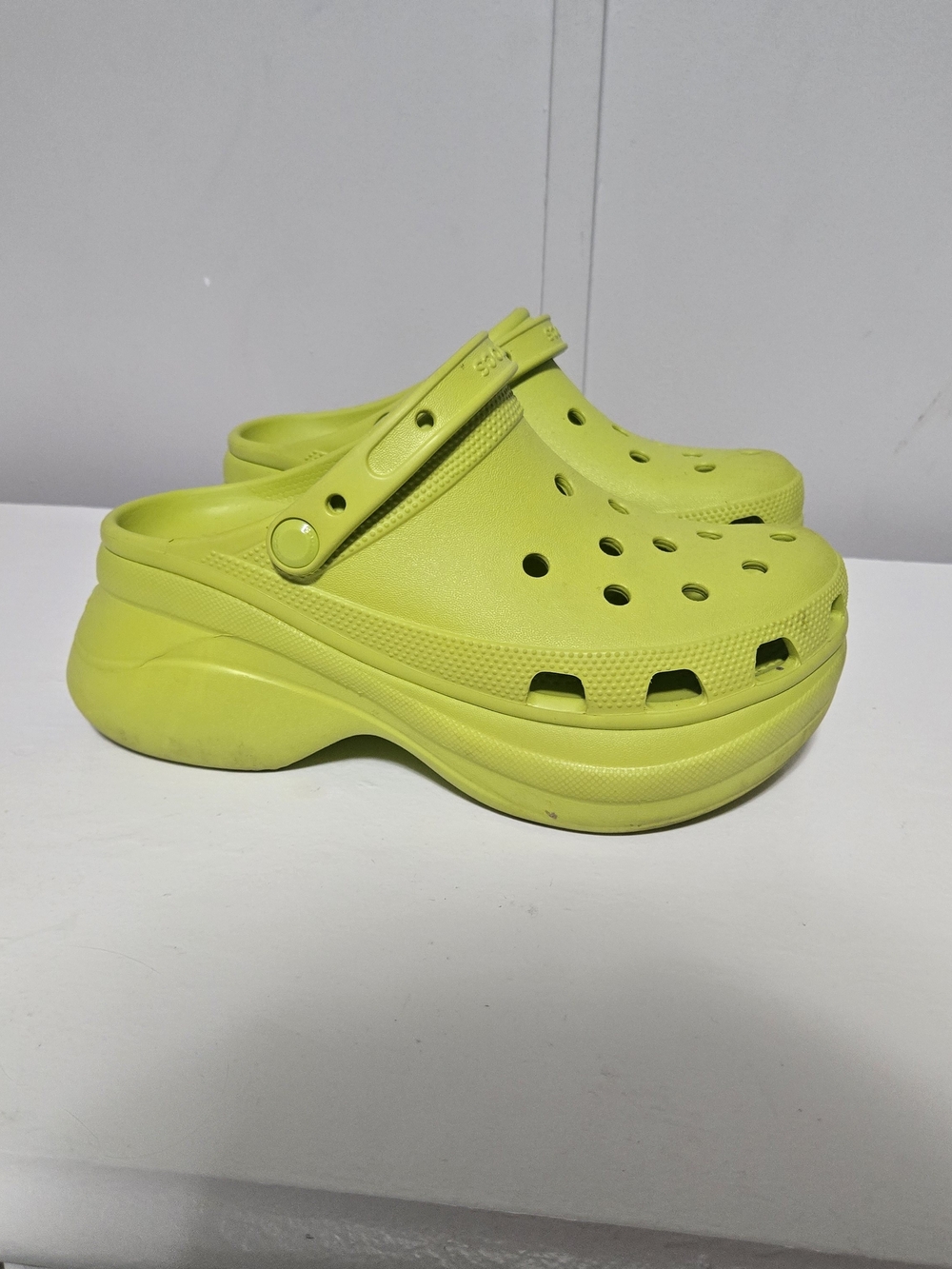 CROCS Neon Yellow Platform Clogs